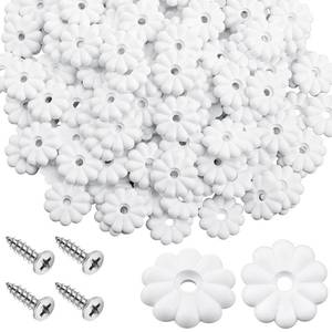 lot 12353 image: CroBlissful 100 Pack Rosette Washers with Screws, Mobile HomeRV Ceiling Rosette Buttons, Diameter 1-18 Inch Decorative Washers (White)
