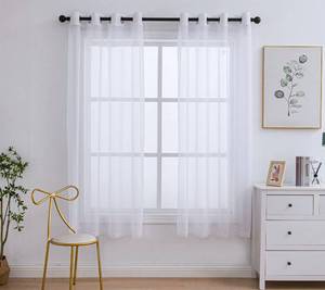 lot 12355 image: PI Clear White Sheer Curtains with Rings Top 72 Inch Long for Living RoomBedroom 2 Panels (W52 X L72, Optical White)