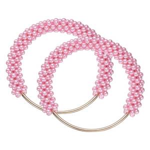 lot 12359 image: uxcell 2Pcs Pearl Decor Purse Handle, Imitation Pearl Beaded Handbag Handle Clutch Purse Handle Replacement for DIY Handmade Woven Bag Evening Purse (Pink)
