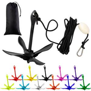 lot 12367 image: MorningRo 1 Pack Marine Kayak Anchor Kit Folding Grapnel Boat Anchor Kit Kayak Fishing Accessories for Small Boats Canoe Paddle Boards(Black,3.3 lb)