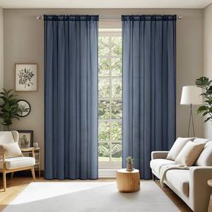 lot 12368 image: MIULEE 2 Panels Navy Blue Sheer Curtains 84 inches Long Window Curtains Rod Pocket Elegant Window Voile PanelsDrapesTreatment for Bedroom Living Room (54X84 Inches)