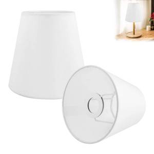 lot 12375 image: 2pcs Small Lamp Shade Linen Fabric Clip On Bulb Lampshade Barrel Cloth Lamp Cover Replacement Linen Lampshade for Bedroom, Bedside Table Lamp, Wall Lamp(White)