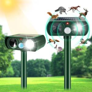 lot 12390 image: 2 Pack Ultrasonic Solar Animal Repeller Cat Deterrent Outdoor Deer Repellent Devices Motion Detection,Squirrel Skunk Rabbit Repellent for Yard,Waterproof Repellent Flash Light for Dog Racoon Rodent