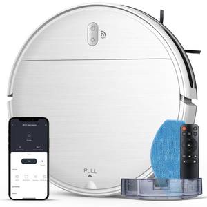 lot 13040 image: Robot Vacuum and Mop Combo, 2 in 1 Mopping Robot Vacuum Cleaner with Schedule, Wi-FiVoiceApp, Strong Suction, Easy of Use, Self-Charging Robotic Vacuum, Slim, Ideal for Hard Floor, Pet Hair, Carpet