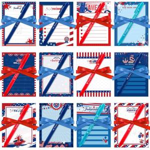 lot 13047 image: Marspark 36 Sets 4th of July Sticky Notes with Pen and Ribbon Independence Day Notepads Bulk Patriotic Note Pads Red White Blue Star Memo Pads Memorial Day Favors for Home Classroom Gifts Supplies