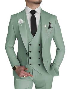 lot 13053 image: Wangyue Mens 3 Piece Suit Sage Green Suits for Men Slim Fit Formal Businesss Wedding Prom Suit, M