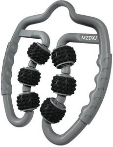 lot 13055 image: Upgraded Six-Wheel Muscle Roller - Arm & Leg Massager, Forearm & Calf Roller, Tennis Elbow Brace for Men, Carpal Tunnel & Tendonitis Relief, Perfect for Wrist, Hand, Foot, & Thigh(Grey Black-6Wheel)
