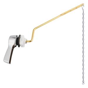 lot 13057 image: Hibbent Universal Metal Side Mount Toilet Handle Replacement Kit, Brass Toilet Flush Tank Lever with Stainless Steel Flapper Chains for Most Toilets, Chrome Finish