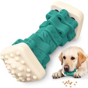 lot 13060 image: Pceotllar Indestructible Dog Chew Toys, Interactive Puzzle Toys with Beef Flavor, Safe Rubber for Aggressive Chewers - Large, Medium, Small Dogs - Green