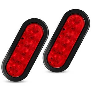 lot 13062 image: RUNHWEE 6 Oval LED Trailer Lights Kit, 2PCS Waterproof StopTurnBrake Tail Lights with 10 LED Markers for Truck, RV, Boat, Trailer (Red) DOT Compliant