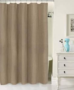 lot 13063 image: Dainty Home Textured Waffle Fabric 70 x 72 Machine Washable Imperial 100% Cotton Shower Curtain, Solid Coffee