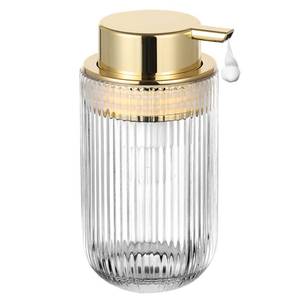 lot 14091 image: LEICURACE Glass Foam Soap Dispenser, Refillable Foaming Dispenser with Gold Pump, Foam Hand Soap Dispenser for Bathroom Kitchen, Modern Home Bathroom Decor ��Foam TypeClear��