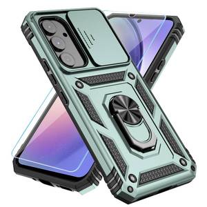 lot 14109 image: SunStory Phone Case for Samsung Galaxy A14 5G Case with HD Screen Protector & Slide Camera Cover & Rotated Ring Kickstand, Military-Grade Phone Case for Galaxy A14 5G,Green