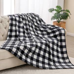 lot 6035 image: BEDELITE Plaid Fleece Throw Blanket for Couch, Black & White Checkered Flannel Blanket, Cozy & Soft Buffalo Plaid Decor Blanket for Women, Men, 50x60