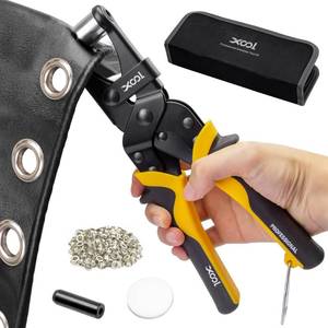 lot 6048 image: XOOL Grommet Tool Kit, 200PCS 38 inch 10mm Grommets, Leathercraft Punching Tool, Banner Maker for Canvas Fabric Tarp