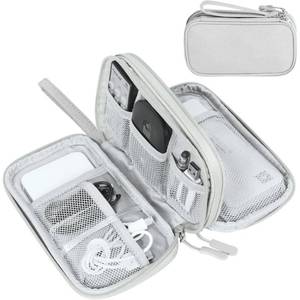 lot 6056 image: FYY Travel Cable Organizer Bag Pouch Electronic Accessories Carry Case Portable Waterproof Double Layers All-in-One Storage for Cord, Charger, Phone, Earphone Grey