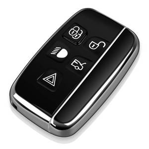 lot 6067 image: Tukellen for Land Rover Key Fob Cover Soft TPU Full Protection Key Shell Key Case Compatible with Land Rover LR4 Range Rover Sport Evoque Jaguar XF XJ XJL F-pace (Silver), 5 Buttons