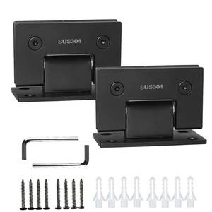 lot 6071 image: YEUIKERR 2 Pack 90 Degree Glass Shower Door Hinges Black, Frameless Replacement Parts, 304 Stainless Steel Heavy Duty for 8-12 mm, Bathroom Gate Clamp