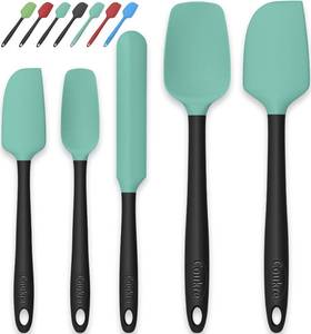 lot 6084 image: Coukre Silicone Spatula Set of 5,High Temperature Resistant, Food Grade Silicone, Dishwasher Safe, for Baking, Cooking (Aqua Green Black, Split-type)