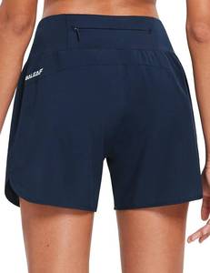 lot 6094 image: baleaf Womens 5 Workout Shorts Gym Running Shorts Athletic with Liner High Waistband Quick Dry Sports Zipper Pockets Navy S