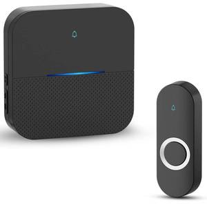 lot 6097 image: AIDA Lighted Wireless Doorbell for Home, Waterproof Battery Doorbell 1,000ft Range, 5 Volume Levels with 58 Doorbell Chimes & LED Flash(Black, Doorbell with 1 transmitter & 1 Receiver)