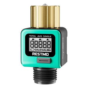 lot 6099 image: RESTMO Water Flow Meter with Brass Inlet Metal Thread, Measure GallonLiter Consumption and Flow Rate for Outdoor Garden Hose Watering, RV Water Tank Filling, Lawn Sprinkler and Nozzle Sprayer