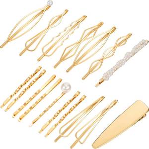 lot 6101 image: Yaomiao 17 Pieces Gold Hair Pins Set Geometric Bobby Pin Barrettes Metal Gold Decorative Styling Jewelry Hair Clamps Accessories for Women Wedding Parties