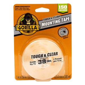 lot 6103 image: Gorilla Tough & Clear Double Sided Mounting Tape, Clear Tape, 1 x 150 (Pack of 1) - Weatherproof for Indoor or Outdoor