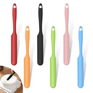 lot 6116 image: 6 Pcs Silicone Jar Spatula, Heat Resistant Small Silicone Spatula for Kitchen Use (Cake Cream Butter) with Long Handle for Cooking, Mixing, Baking & Scraping, Non-Stick, 9.4 Inch