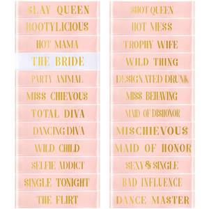 lot 6117 image: JellyArch 24 Pcs Bride Sash Bachelorette Party Bridesmaid Sashes Set Bridal Team Sash Bachelorette Party Sashes Bridal Shower Decorations Bride Gifts for Bridesmaids Maid of Honor (White Rose Gold)