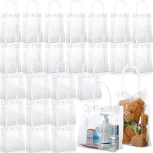 lot 6118 image: Mimorou 60 Pack Clear PVC Gift Bags with Handles Reusable Transparent Plastic Gift Wrap Tote Bags for Shopping Weddings Christmas Party Favors, 9 x 6.3 x 2.8 Inches and 7.8 x 7.8 x 3.1 Inches