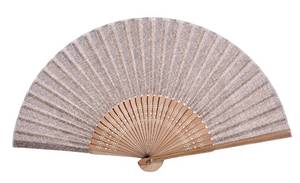 lot 6119 image: Salutto Hand Fan with Beautiful Fabric Printed (Coffee)