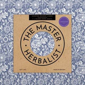 lot 6140 image: The Master Herbalist Lavender Scented Drawer Liners in a Blue William Morris Design  Pack of 5 Folded Sheets  Contains Lavender Essential Oils  Made in The UK.