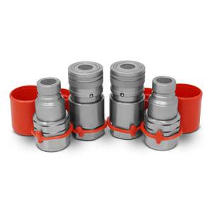 lot 6144 image: Summit Hydraulics 12 Skid Steer Flat Face Hydraulic Quick Connect CouplersCouplings Set wDust Caps, 2 Sets