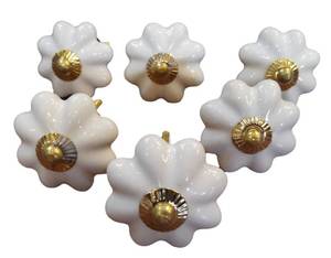lot 6151 image: JGARTS 6 White Creme Cream creame Ceramic knobs Kitchen Cabinet Handle Drawer Mix pulls Puller Assorted Pull
