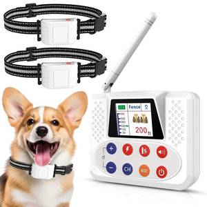 lot 6157 image: NBSUN Wireless Dog Fence System, Electric Fence for Dog with Big LCD Screen, Portable Wireless Fence & Training Collar with 2.4GPFC Antenna, Waterproof & Adjustable Dog Perimeter Collar