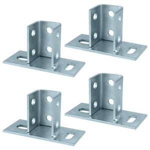 lot 6167 image: OTTFF 4 Pack 2 Slot U Post Base for 1-58 Square Strut Channel, Ground Floors Mount, 316 Thick