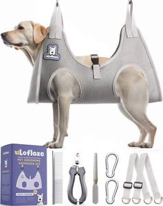 lot 6179 image: Loflaze Dog Grooming Hammock Harness for Dogs & Cats with Pet Nail Clipper Trimmer - Cat Hanger Sling for Trimming Clipping Nails- Dog Hammock Restraint Bag for Small Medium Large pet �� Grey XL ��