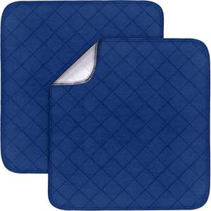 lot 6181 image: Waterproof Chair Pads for Incontinence 22 x 21, 2 Pack Non Slip Absorbent Wheelchair Reusable Seat Protector, Washable Seat Covers for Chairs, Navy