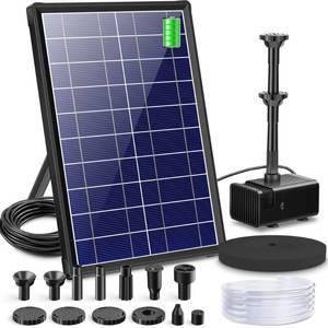 lot 8234 image: Biling 8W Solar Fountain Pump, Solar Water Pump with 3600mAh Battery Backup Work All Day, 5ft Tubing 5 Nozzles, Solar Fountain for Bird Bath, Garden Pond, Fish Tank and Hydroponics