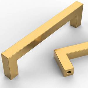 lot 8238 image: Coinkoly 10 Pack 5(128mm) Brushed Brass Cabinet Pulls Kitchen Gold Cabinet Handles Stainless Steel Drawer Pulls Square Cabinet Hardware for Cupboard