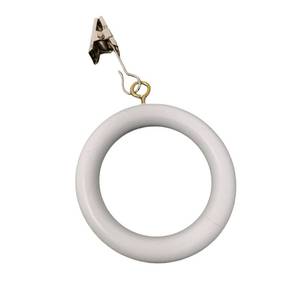 lot 8240 image: Galaxy Indiacraft Premium 12 Pcs Wooden Curtain Rings Hooks Clips for Home Window Drapery Rod Pole  Pure White  Inner Dia Inner Dia 2.6, Outer Dia 3.5 Inch  Window Hanging Sucker Hook