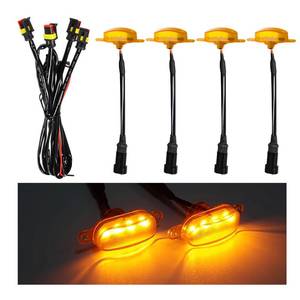 lot 8246 image: Dickno 4PCS Car Grille Lights, Bright Amber LED Grill Lights with Wiring Harness, Waterproof Front Grill Trim Lamps, Vehicle Exterior Grille Lamps Compatible with F150 F250 F350 (YellowYellow)