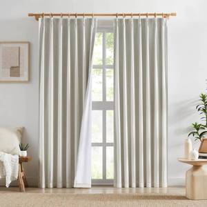 lot 9636 image: Aipilto Linen Blended Full Blackout Curtains 96 Inch Long 2 Panels Set, Thick Textured Pinch Pleated Draft Light Blocking Block Out Drapes for Living Room Bedroom Nursery,NaturalCream Ivory 40x96