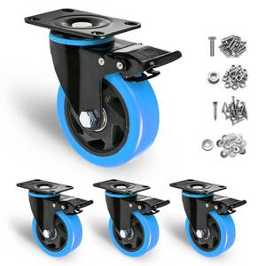 lot 9639 image: Viquery 5 Inch Heavy Duty Caster Wheels Set of 4, Swivel & Locking Industrial Caster with Brakes Plate Mount Max Loading for WorkbenchFurnitureCast 1660LBS, Blue, V-Blue-5INCH