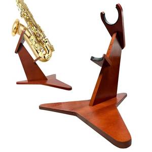 lot 9642 image: KAMUFU Wooden Saxophone Stand Display Holder For AltoTenor Sax, Adjustable height Handmade Solid Wood Floor Stand Holder, Colour Beech