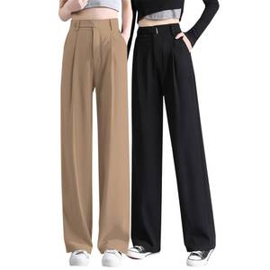 lot 10088 image: Betusline Womens 2 Packs Wide Leg High Waisted Long Dress Pants Business Casual Straight Office Trousers for Women,BlackKhaki,X-Large