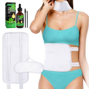 lot 10101 image: Castor Oil Pack, Reusable Castor Oil Packs Kit with Adjustable Elastic Strap, Organic Cotton Flannel and Soft Ties Comfort Sleep Fit, Massage Castor Oil Pack Wrap Set with 60ml Castor Oil- White