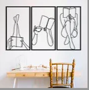 lot 10107 image: CHENGU 3 Pieces Metal Minimalist Abstract Woman Wall Art Line Drawing Wall Art Decor Single Line Female Home Hanging Wall Art Decor for Kitchen Bathroom Living Room (Book Style)(2pk)
