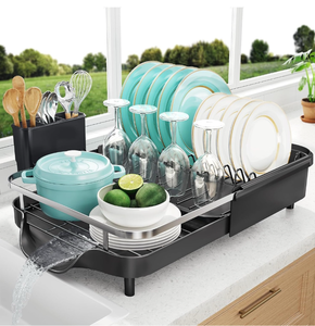 lot 10790 image: Expandable Dish Drying Rack with Utensil Holder - Retail $35